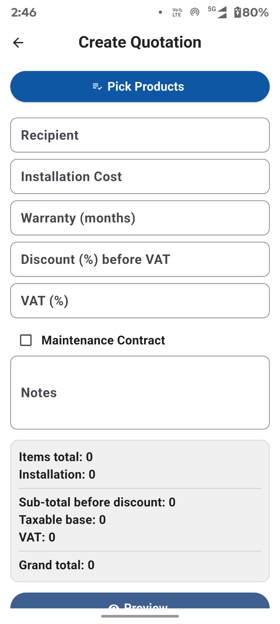 Create quotation